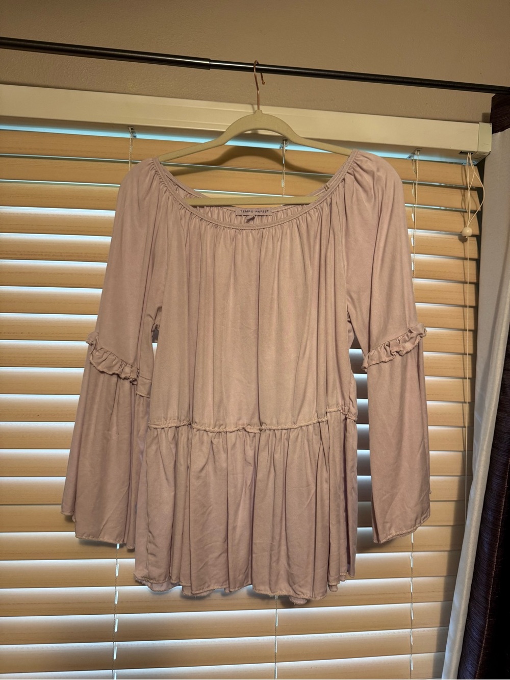 Tempo Paris Dusty Rose Peasant Tunic Top